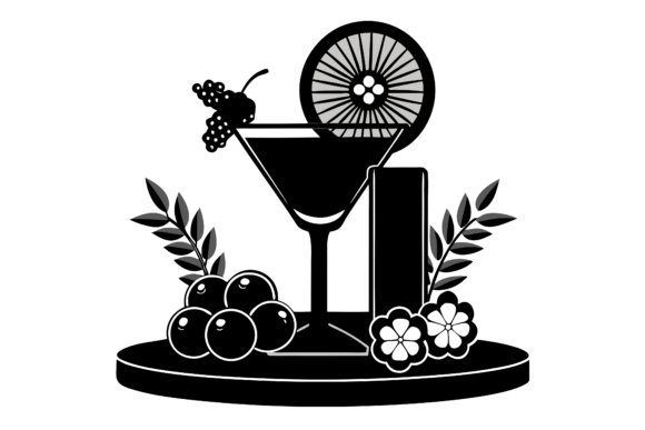 Black Silhouette Cocktail Graphics & Illustrations