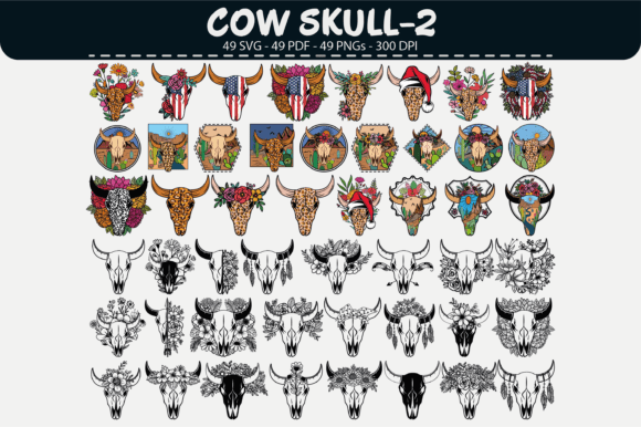 Cow Skull Vector Set: 49 Graphics & Illustrations