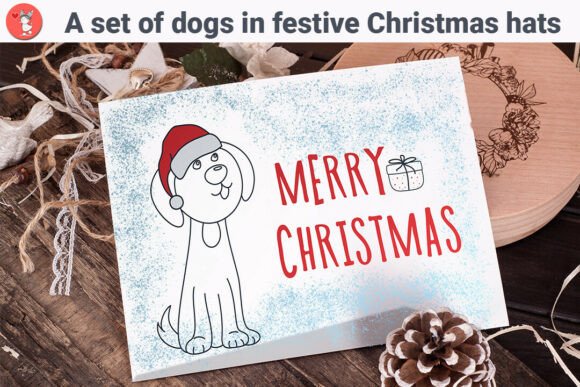 Dogs in Festive Hats: Holiday Graphics & Illustrations