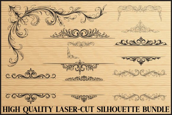 Elegant Flourish Silhouette Set: Graphics & Illustrations