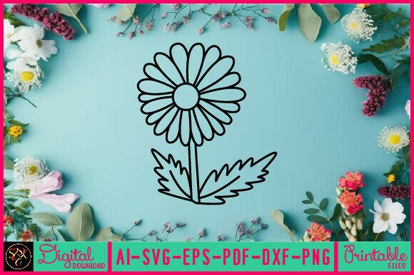 Flower Line Art SVG: Graphics & Illustrations