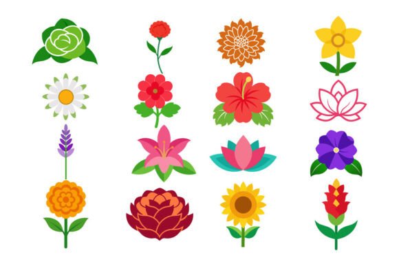 Flower Vector Icon Set: Graphics & Illustrations