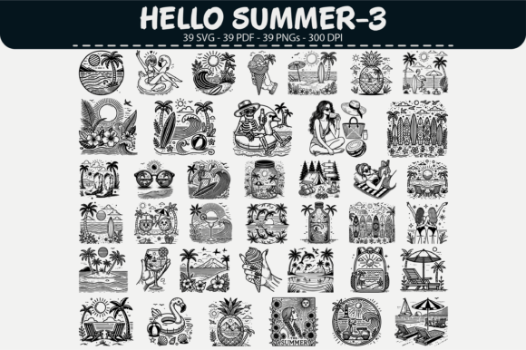 Hello Summer-3: 39 Graphics & Illustrations