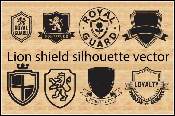 Lion Shield Silhouette: Graphics & Illustrations
