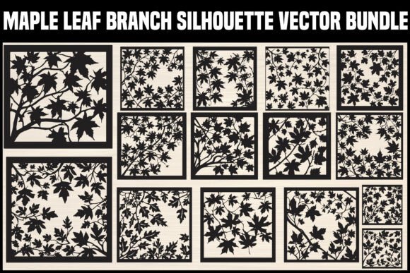 Maple Leaf Branch Silhouette Bundle Graphics & Illustrations