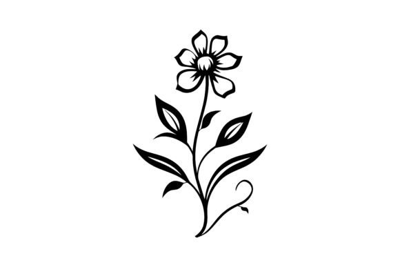 Minimalist Flower Silhouette Design: Graphics & Illustrations