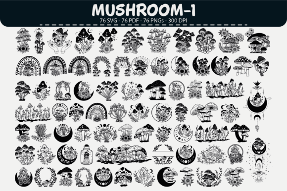 Mushroom Clipart Bundle: 76 Graphics & Illustrations