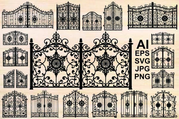 Ornate Iron Gate Vector Bundle: Premium Graphics & Illustrations