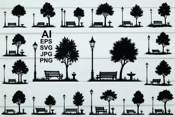 Park Silhouette Set: Essential Graphics & Illustrations