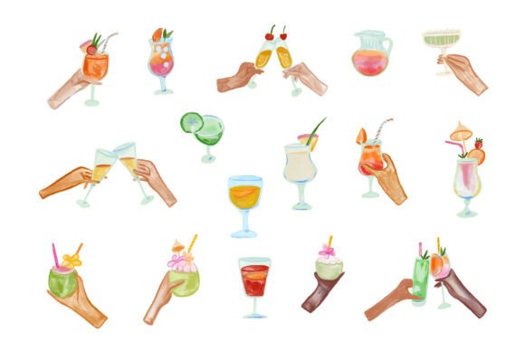 Refreshing Hand-Drawn Drink Illustration Graphics