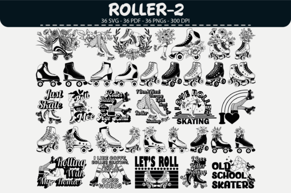 Roller Skating Vector Clipart: 36 Graphics & Illustrations