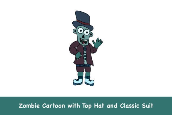Zombie Cartoon with Top Hat: Graphics & Illustrations